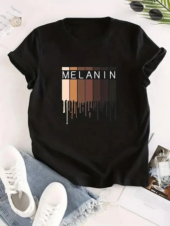 Μπλουζάκι Μαύρο Pride Melanin Plus για Γυναικεία Ανδρικά Μπλουζάκια Ανδρικά Γυναικεία Μπλουζάκια Καλοκαιρινής Μόδας με κοντομάνικο μπλουζάκι