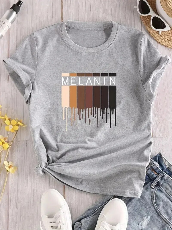 Μπλουζάκι Μαύρο Pride Melanin Plus για Γυναικεία Ανδρικά Μπλουζάκια Ανδρικά Γυναικεία Μπλουζάκια Καλοκαιρινής Μόδας με κοντομάνικο μπλουζάκι