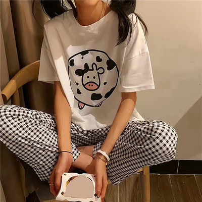 Seturi de pijamale pentru femei, generație de carton subțire de vară, costum lung de pijama pentru femei, îmbrăcăminte pentru acasă, cadou drăguț pentru femei, set de pijamale pentru studenți