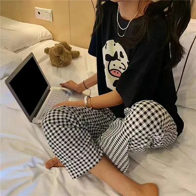 Seturi de pijamale pentru femei, generație de carton subțire de vară, costum lung de pijama pentru femei, îmbrăcăminte pentru acasă, cadou drăguț pentru femei, set de pijamale pentru studenți