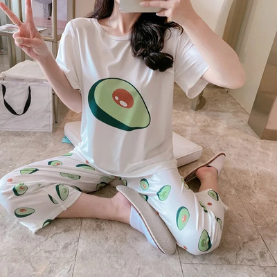 Seturi de pijamale pentru femei, generație de carton subțire de vară, costum lung de pijama pentru femei, îmbrăcăminte pentru acasă, cadou drăguț pentru femei, set de pijamale pentru studenți