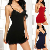 Plus Size S-2XL Lenjerie pentru dama Lenjerie de noapte Moda femei din satin de mătase Rochie de noapte Babydoll Dantela Lenjerie de noapte