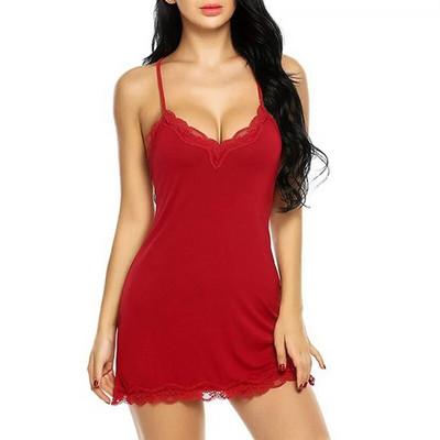 Plus Size S-2XL Lenjerie pentru dama Lenjerie de noapte Moda femei din satin de mătase Rochie de noapte Babydoll Dantela Lenjerie de noapte