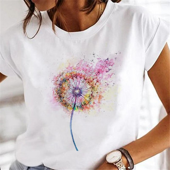 Γυναικείο μπλουζάκι πικραλίδα Μόδα Ρούχα Ακουαρέλα 90\'s κοντό μανίκι Άνοιξη Καλοκαίρι Γυναικείο πουκάμισο με μπλουζάκι συν το μέγεθος
