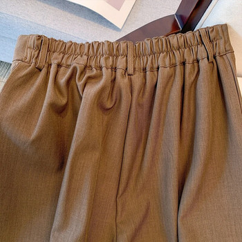Дамски пролетни ежедневни панталони с големи размери, кафяви полиестерни широки панталони, свободни удобни панталони за работа и работа с размер на бедрата 160 плюс