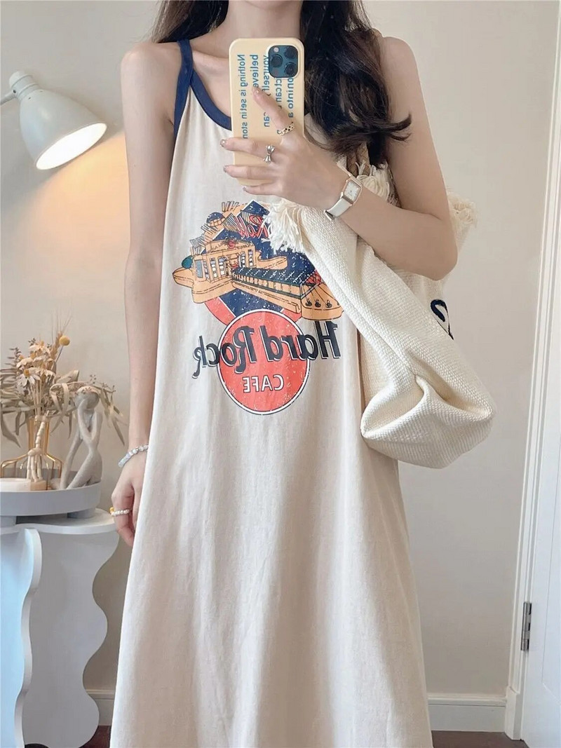 Studentska ljetna slatka pidžama spavaćica Ženska seksi kućna odjeća bez rukava Ženska udobna ležerna spavaćica s printom