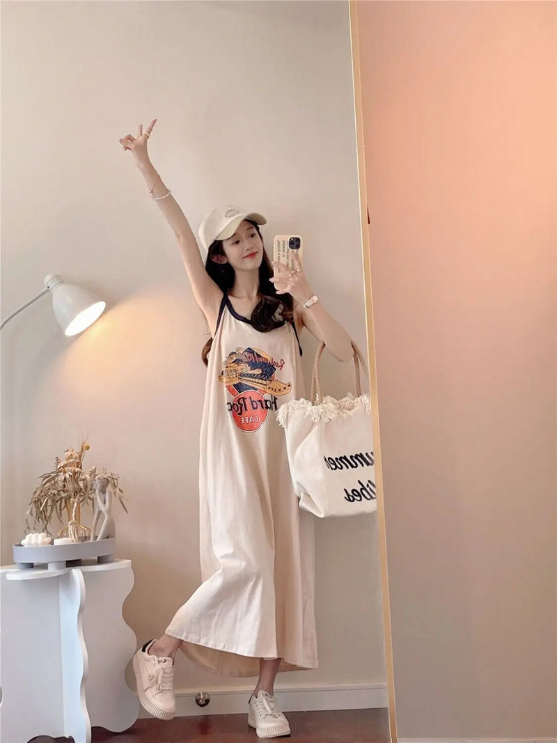 Studentska ljetna slatka pidžama spavaćica Ženska seksi kućna odjeća bez rukava Ženska udobna ležerna spavaćica s printom