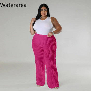 Waterarea Plus Size Γυναικεία κυματιστά βολάν που συνδέουν φαρδύ ίσιο παντελόνι 2023 Φθινόπωρο Streetwear Fashion Classic Παντελόνι