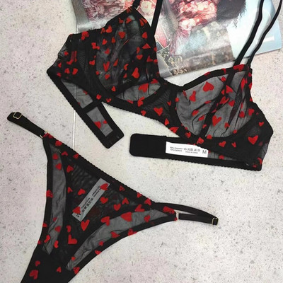 Novi komplet donjeg rublja, seksi ultra tanki prozirni grudnjak Ženski push up grudnjak s donjim žicama Ljeto, romantično donje rublje boje breskve
