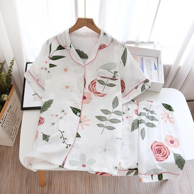 Nauji 100% medvilniniai šortai trumpomis rankovėmis moteriški pižamos rinkinys mielas animacinių filmų pižamos japoniškos paprastos trumpos pižamos moteriški miego drabužiai