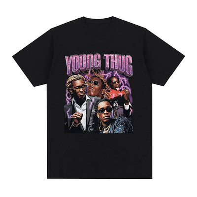 Rapper Young Thug Graphic Print Μπλουζάκι Fashion Hip Hop Vintage Tshirt Casual Crew λαιμόκοψη κοντομάνικο μπλουζάκι συν μεγέθη γυναικών