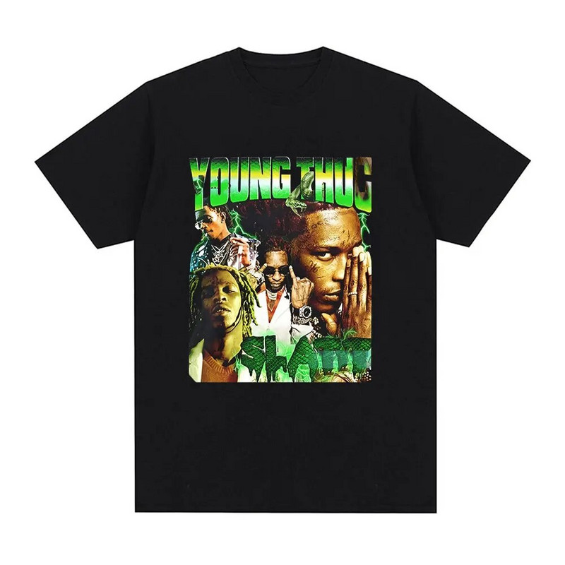 Rapper Young Thug Graphic Print Μπλουζάκι Fashion Hip Hop Vintage Tshirt Casual Crew λαιμόκοψη κοντομάνικο μπλουζάκι συν μεγέθη γυναικών