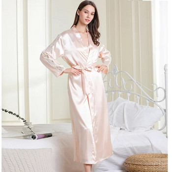 Комплект халати от 2 бр. Женско дантелено издълбано кимоно, дълъг халат за баня, костюм, секси интимно бельо, пролетно спално облекло с V-образно деколте, спално облекло