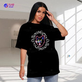 Retro Era Grafički stil Cartoon Pas Animal Word Art Majica velikih veličina Print Pattern Tops Ležerna odjeća O izrez Cool