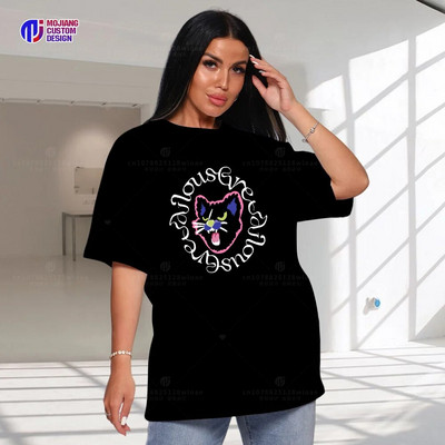 Retro Era Grafički stil Cartoon Pas Animal Word Art Majica velikih veličina Print Pattern Tops Ležerna odjeća O izrez Cool