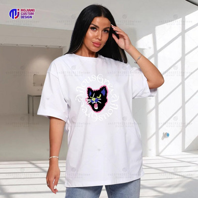 Retro Era Grafički stil Cartoon Pas Animal Word Art Majica velikih veličina Print Pattern Tops Ležerna odjeća O izrez Cool