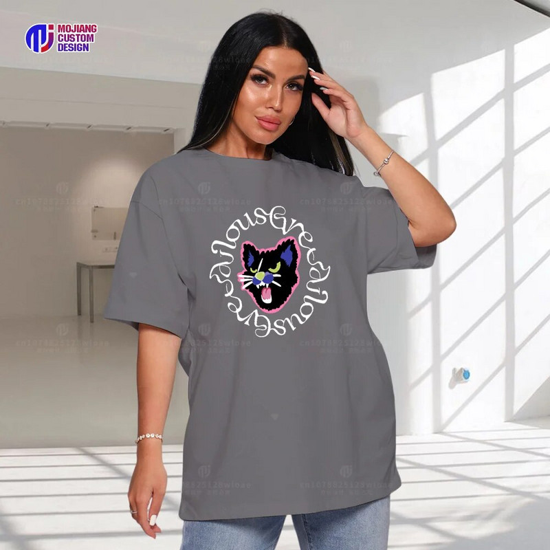 Retro Era Grafički stil Cartoon Pas Animal Word Art Majica velikih veličina Print Pattern Tops Ležerna odjeća O izrez Cool