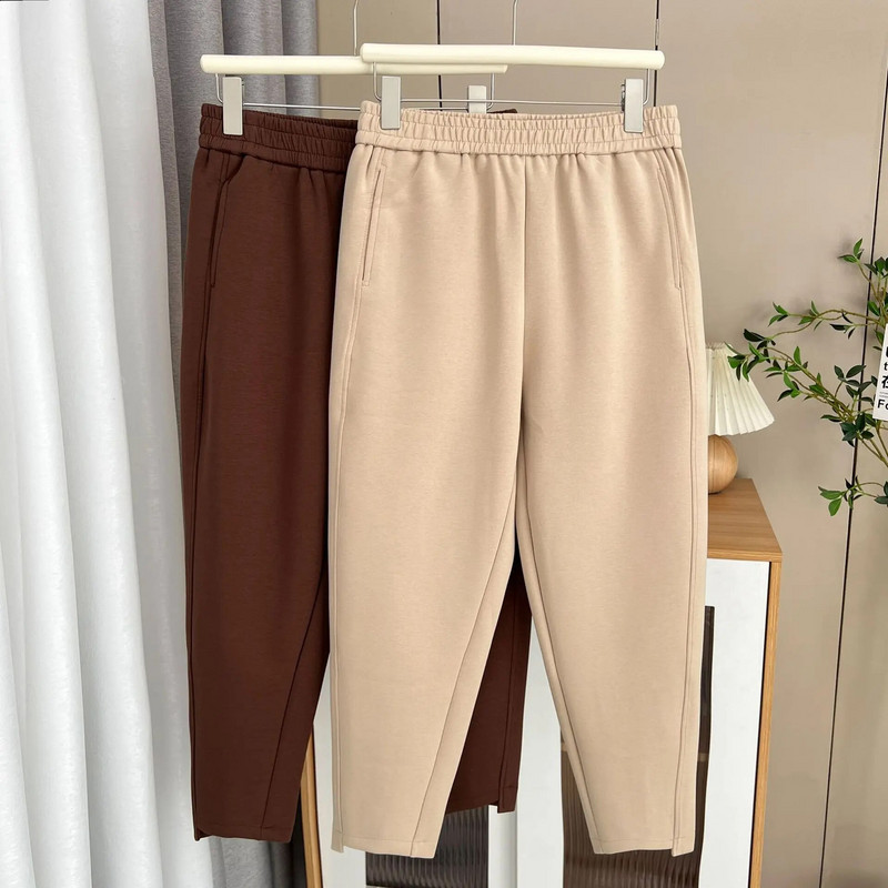 Pavasara rudens jauns 100 KG ar augstu vidukli, neregulāras kājas atveramas harēma bikses lielizmēra sieviešu pārvietošanās bikses līdz potītēm 8296