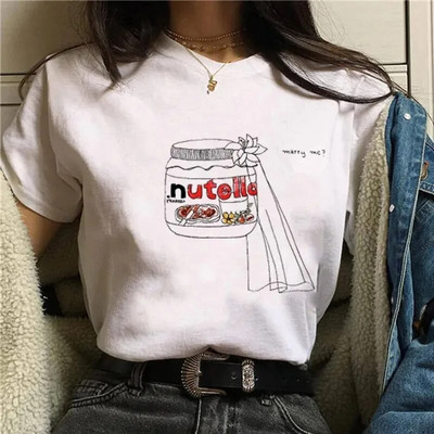 Γυναικείο T-shirt Harajuku στη δεκαετία του 1990 με μοτίβο Nutella Kawaii, χαριτωμένο μπλουζάκι κινουμένων σχεδίων Κορεάτικο κορυφαίο γυναικείο μπλουζάκι γοτθικό