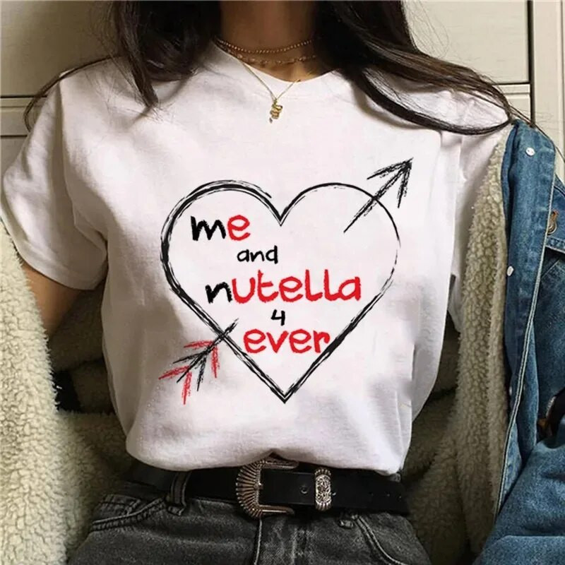 Γυναικείο T-shirt Harajuku στη δεκαετία του 1990 με μοτίβο Nutella Kawaii, χαριτωμένο μπλουζάκι κινουμένων σχεδίων Κορεάτικο κορυφαίο γυναικείο μπλουζάκι γοτθικό