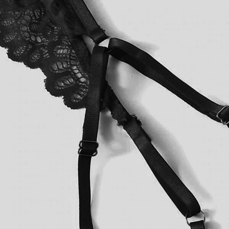 Moteriški seksualūs apatinio trikotažo rinkiniai Nėriniai apyrankės Reguliuojami petnešėlės Speneliai Atviros liemenėlės be tarpkojų Kelnaitės Viliojantys Erotiniai apatiniai