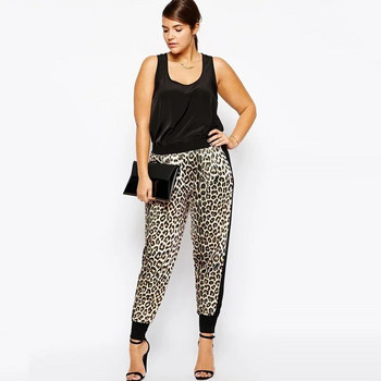 Plus Size Καλοκαιρινό Πλισέ Ανοιξιάτικο παντελόνι Causal Leopard Γυναικείο παντελόνι ελαστικής μέσης χρώματος μπλοκαρισμένο Γυναικείο παντελόνι Cargo μεγάλου μεγέθους