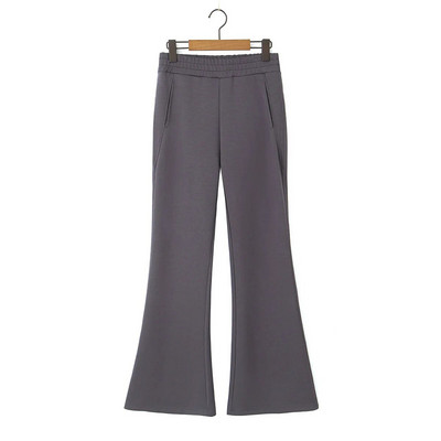 Moda cu talie înaltă, cu efect de draperie, pantaloni evazați în potcoavă, de bună calitate, de mărime mare, pentru femei, toamnă/iarnă, pantaloni subțiri de lungime întreagă