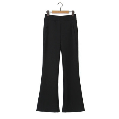 Moda cu talie înaltă, cu efect de draperie, pantaloni evazați în potcoavă, de bună calitate, de mărime mare, pentru femei, toamnă/iarnă, pantaloni subțiri de lungime întreagă