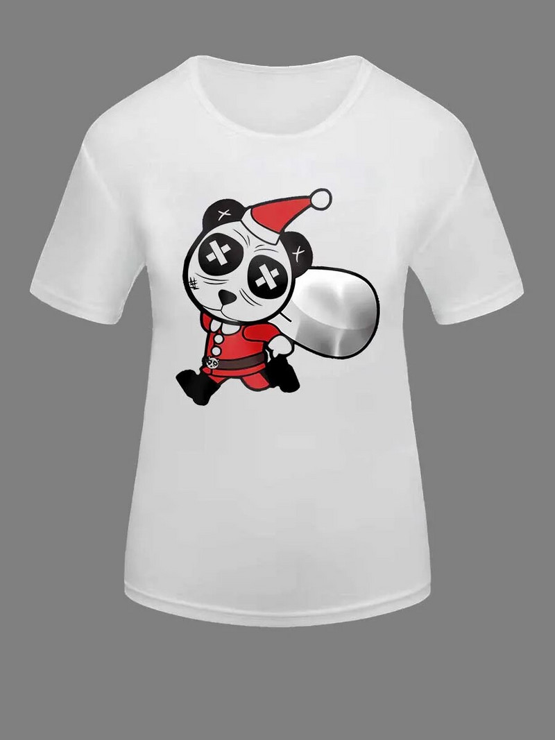 Ženska majica kratkih rukava velike veličine Široki top Slatke božićne majice s printom Okrugli izrez kratkih rukava Modna ležerna majica s donjim dijelom