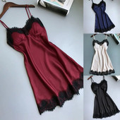 Дамски дантелени пижами Секси ледено копринени лотосови листа Pendulum Sleepwear V-образно деколте Cami Nightdress Домашно нощно облекло Екзотично бельо Костюми