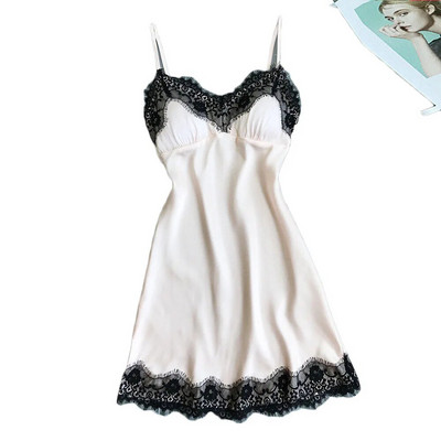 Дамски дантелени пижами Секси ледено копринени лотосови листа Pendulum Sleepwear V-образно деколте Cami Nightdress Домашно нощно облекло Екзотично бельо Костюми