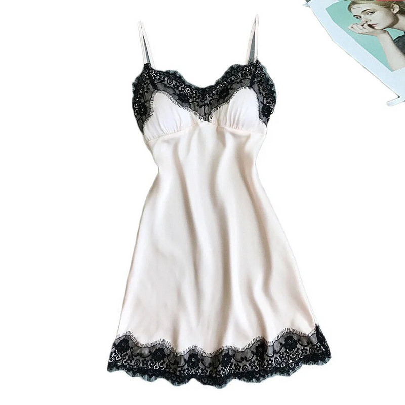 Дамски дантелени пижами Секси ледено копринени лотосови листа Pendulum Sleepwear V-образно деколте Cami Nightdress Домашно нощно облекло Екзотично бельо Костюми