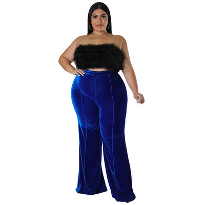 Pantaloni de talie mare pentru femei, 2022, la modă de iarnă, cu colaj de damă, pantaloni evazați de culoare uni, pantaloni casual cu talie înaltă, mărime mare, femei