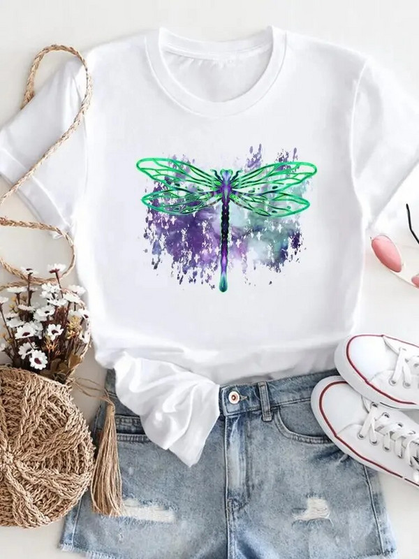 Moteriški marškinėliai su gėlėmis Vasariniai trumpomis rankovėmis su iškirpte Madingi laisvalaikio 3d spausdinti marškinėliai, balti 2023 m. Nauji didelio dydžio drabužiai