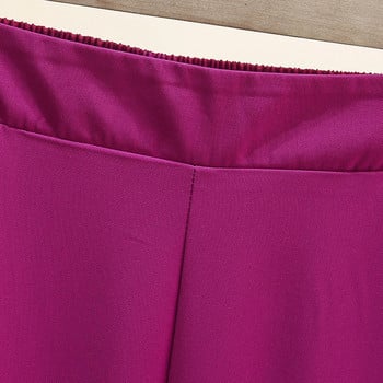 4XL плюс размер Костюм Харен Панталони Дамски 2023 Пролет Еластична талия Едноцветни долнища Панталони с широки крачоли Извънгабаритни дрехи