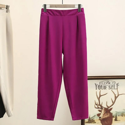 4XL Nagy méretű öltöny Haren nadrág női 2023 tavaszi rugalmas derék egyszínű alsó széles szárú nadrág Túlméretezett hajlított ruhák