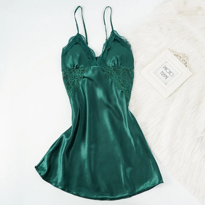 Naiste satiinist öösärk Spagetti rihmadega unekleit Seksikas V-kaelusega magamisriietus Ühevärviline öösärk öösärgid Varrukateta öökleit