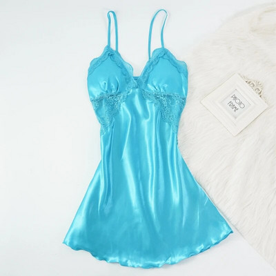 Naiste satiinist öösärk Spagetti rihmadega unekleit Seksikas V-kaelusega magamisriietus Ühevärviline öösärk öösärgid Varrukateta öökleit