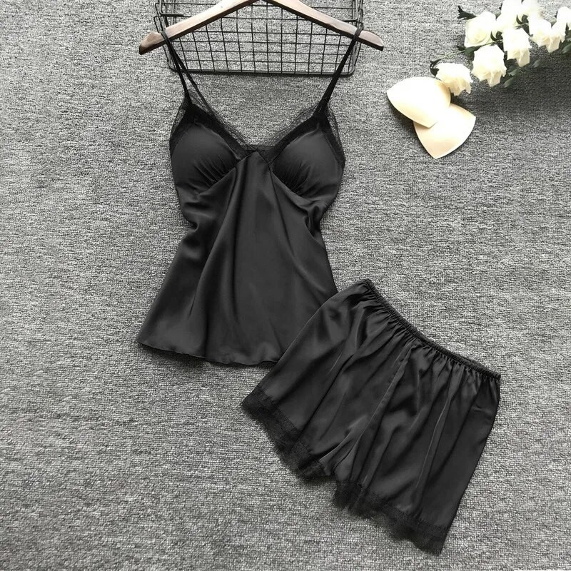 Ženska pidžama dugih rukava Seksi čipkano donje rublje Noćno rublje Donje rublje Pidžama odijelo od 4 komada Kompleti pidžama za žene Pijama Mujer