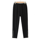 Haine de toamnă 2023, pantaloni creion pentru femei, mai mari, ocazional, satin stretch, negru, subțire, cu fermoar, deschidere pentru picioare, fund curbat
