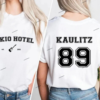 Тениски на Tokio Hotel Kaulitz 89 Тениска Музикална тениска Памучна тениска с къс ръкав Дамско облекло с голям размер Дамско облекло