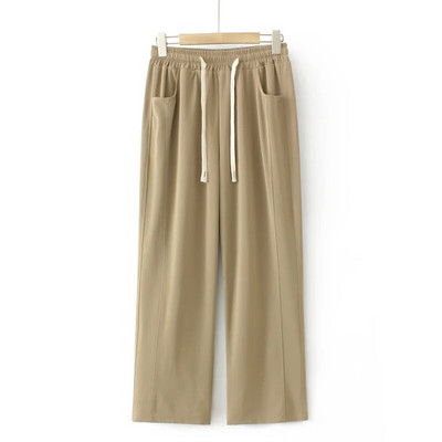 Pantaloni cu picioare largi de mărime mare Îmbrăcăminte pentru femei largi, talie înaltă, fund drept, cu gheață, pantaloni cu lungime completă, primăvară, vară 2023