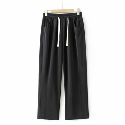 Pantaloni cu picioare largi de mărime mare Îmbrăcăminte pentru femei largi, talie înaltă, fund drept, cu gheață, pantaloni cu lungime completă, primăvară, vară 2023