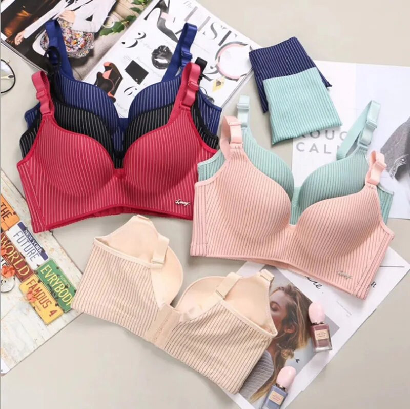 Nova robna marka Proljetni seksi kompleti push up grudnjaka Ženski modni komplet donjeg rublja na pruge Intimni setovi kratkih grudnjaka Noble za mlade djevojke