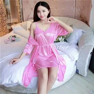 Kompleti ogrtača Ženski jednobojni ogrtač 3XL široke mašne Elegantna seksi udobna kućna odjeća Chic ledeno svilena tanka ženska spavaćica
