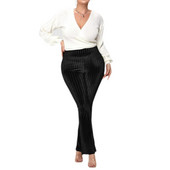 Plus Size Toamna Iarna Pantaloni casual cu ajustare largi Pantaloni drepti elastici cu talie înaltă Pantaloni lați pentru femei Pantaloni evazați de mărime mare