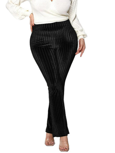 Plus Size Toamna Iarna Pantaloni casual cu ajustare largi Pantaloni drepti elastici cu talie înaltă Pantaloni lați pentru femei Pantaloni evazați de mărime mare