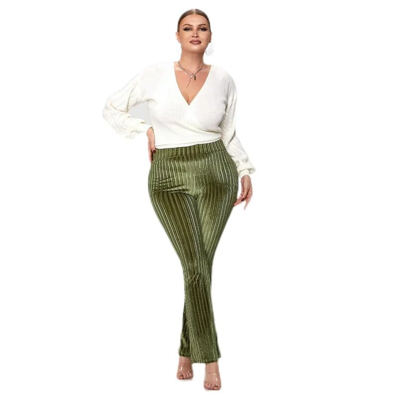 Didelio dydžio rudeninės žiemos laisvalaikio laisvos kelnės moteriškos tiesios elastinės kelnės aukštu juosmeniu plačiomis kelnėmis moteriškos didelio dydžio platėjančios kelnės