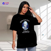 Tricou Hip-Hop de mărime mare, cu model extraterestră, literă, modă liberă de vară, ocazional, îmbrăcăminte de stradă, top cu jumătate de mânecă, la modă, Harajuku