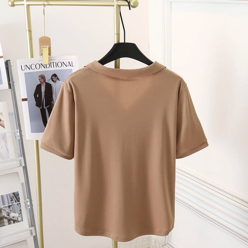 100 kg Vară, simplu, guler POLO, imprimeu cu inimă, Topuri cu mâneci scurte, mai mari, tricou casual Love pentru femei 9887